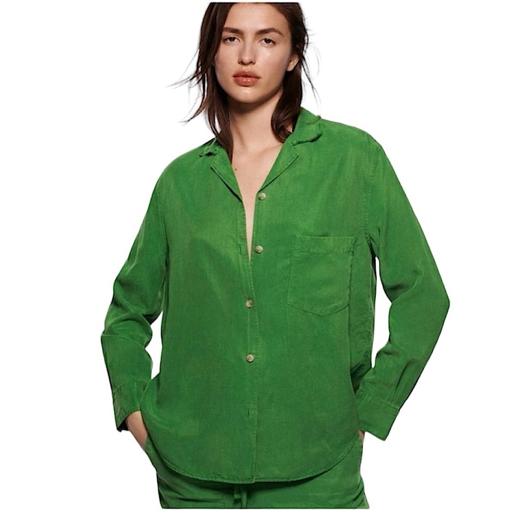 Zara Linen Blend Pocket Button Down Shirt